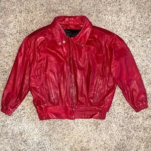 WB Place Vtg 80s genuine Leather Bomber flight jacket thriller costume Y2K